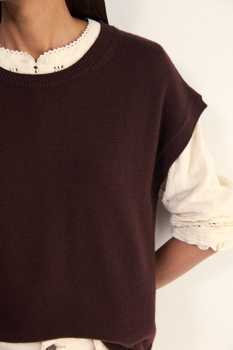 Fleur Merino Tank - Cocoa