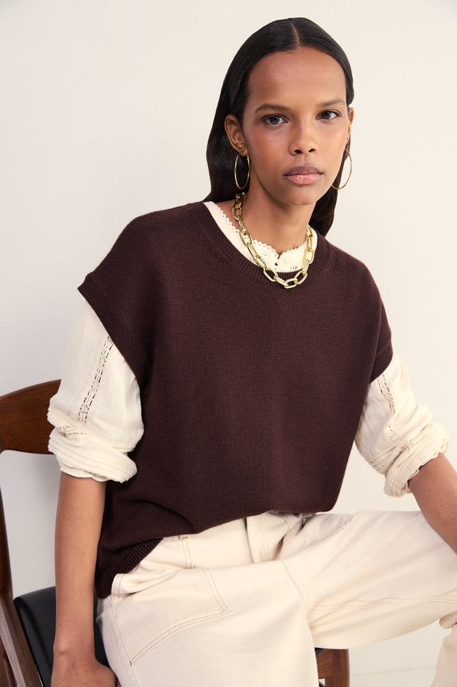 Fleur Merino Tank - Cocoa
