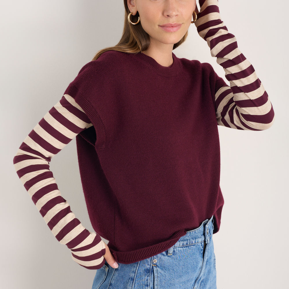 Fleur Merino Tank - Deep Fig