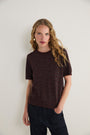 Fleur Short Sleeve Tee - Cognac/Midnight Metallic Stripe