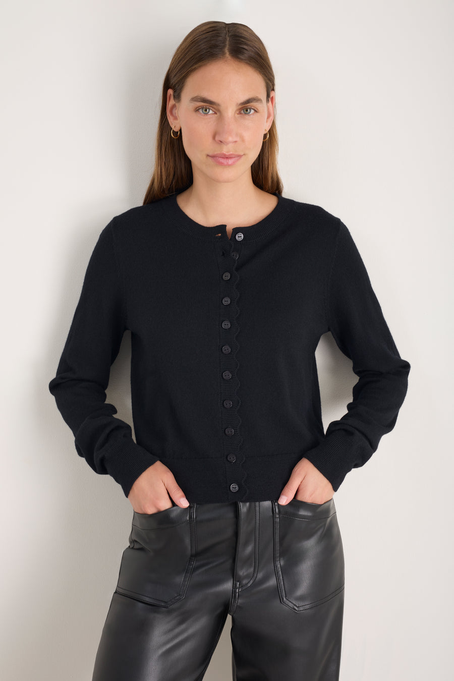 Fleurine Cropped Cardigan - Black