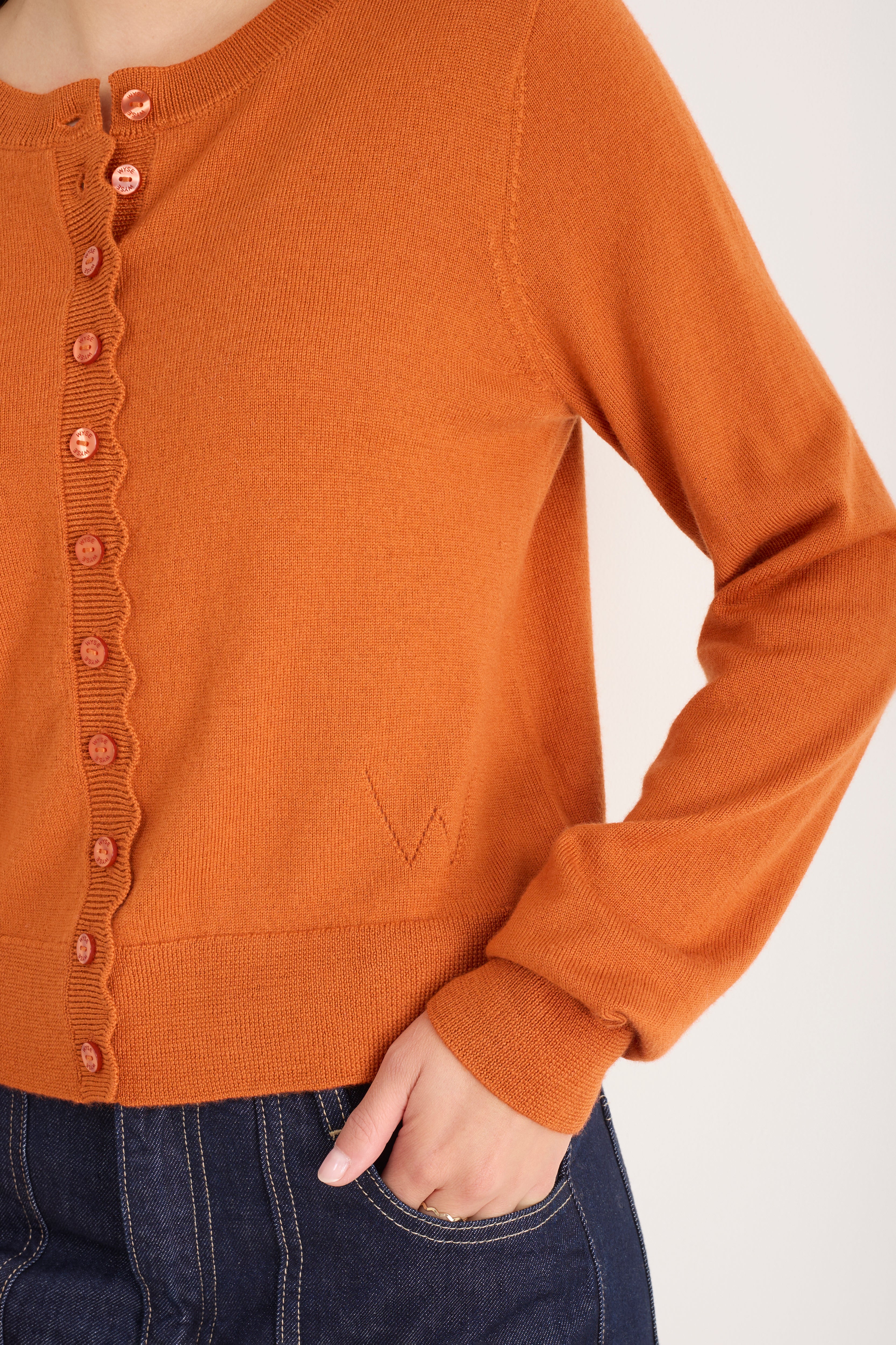 Fleurine Cropped Cardigan - Burnt Orange