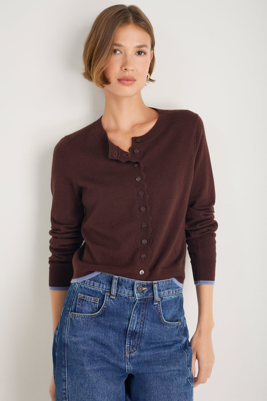 Fleurine Cropped Cardigan - Cocoa