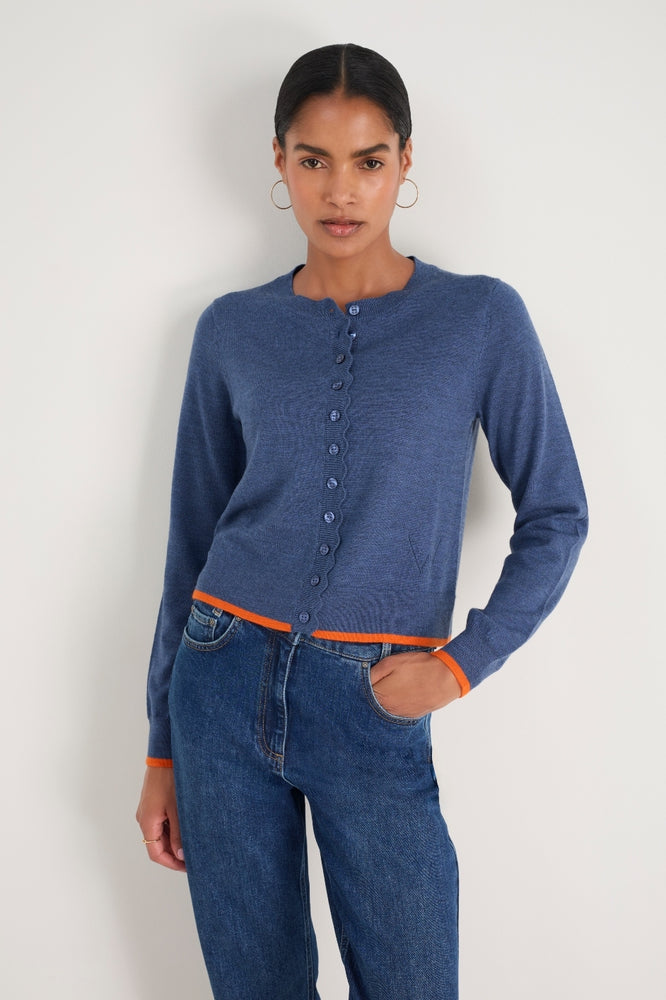 Fleurine Cropped Cardigan - Denim Blue Melange