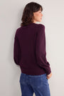 Fleurine Scallop Jumper - Aubergine/Oat Trim
