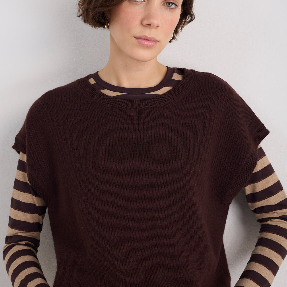 Fleur Merino Tank - Cocoa