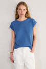 Fleurine Linen Cotton Tank - Coastal Blue