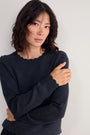 Florentine Scallop Jumper - Charcoal Grey