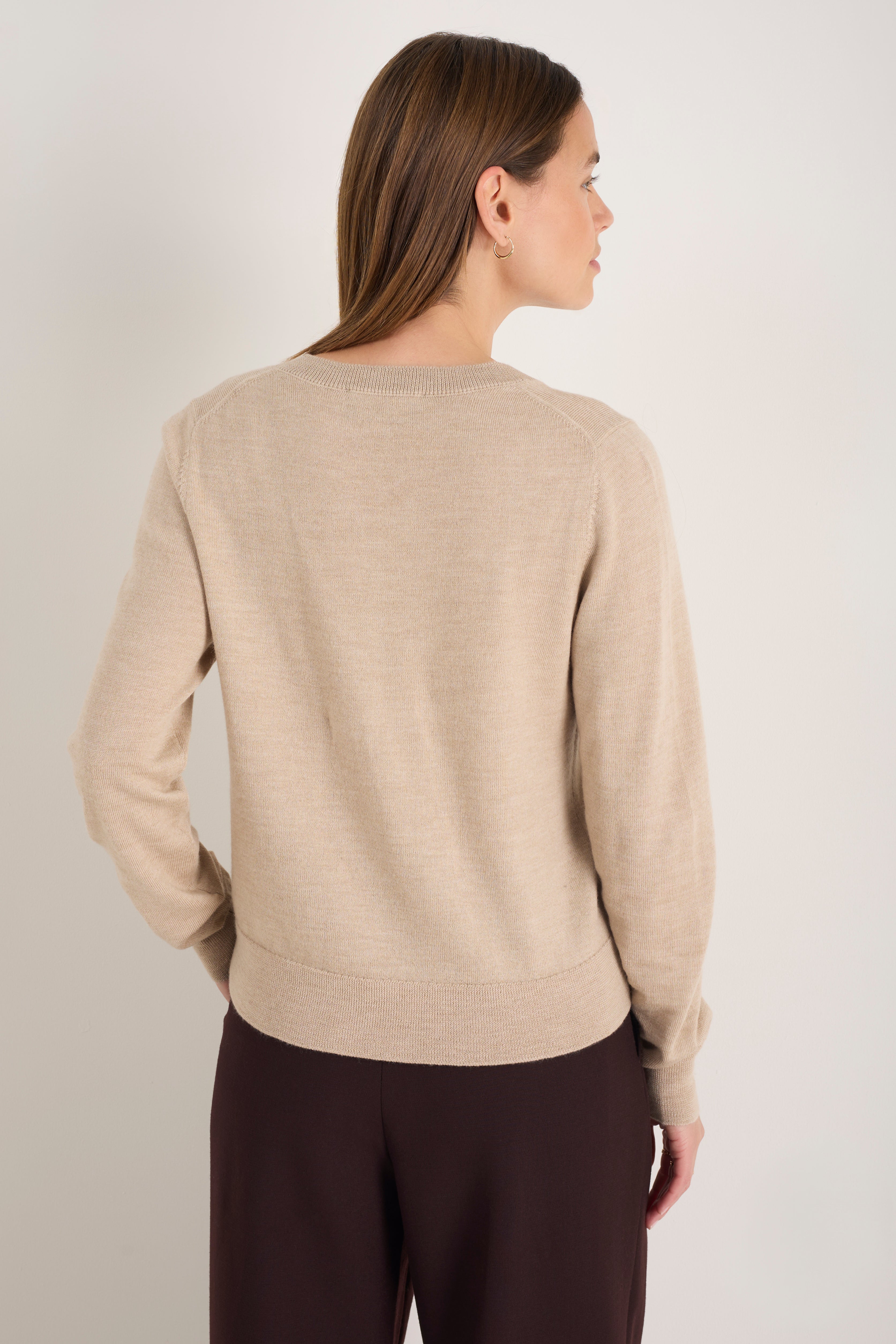 Fleurine Scallop Henley Jumper - Taupe
