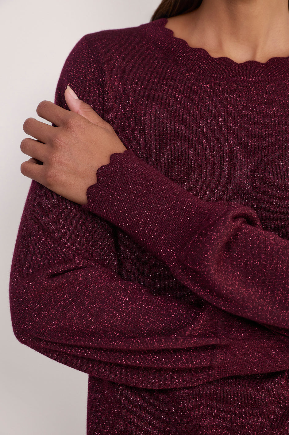 Fleurine Scallop Jumper - Aubergine Sparkle