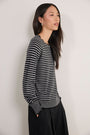 Fleurine Scallop Jumper - Black/Grey Micro Stripe
