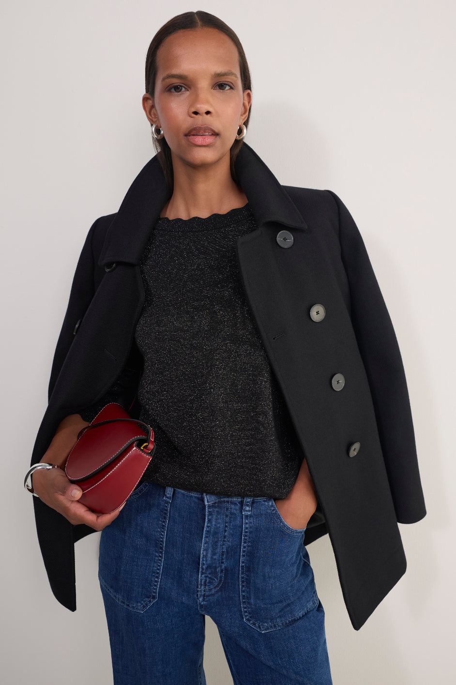 Fleurine Scallop Jumper - Black Sparkle