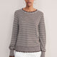 Fleurine Scallop Jumper - Chocolate/Ivory Micro Stripe