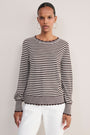 Fleurine Scallop Jumper - Chocolate/Ivory Micro Stripe