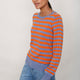 Fleurine Scallop Jumper - Denim Blue/Orange Stripe