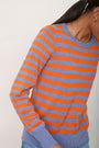 Fleurine Scallop Jumper - Denim Blue/Orange Stripe