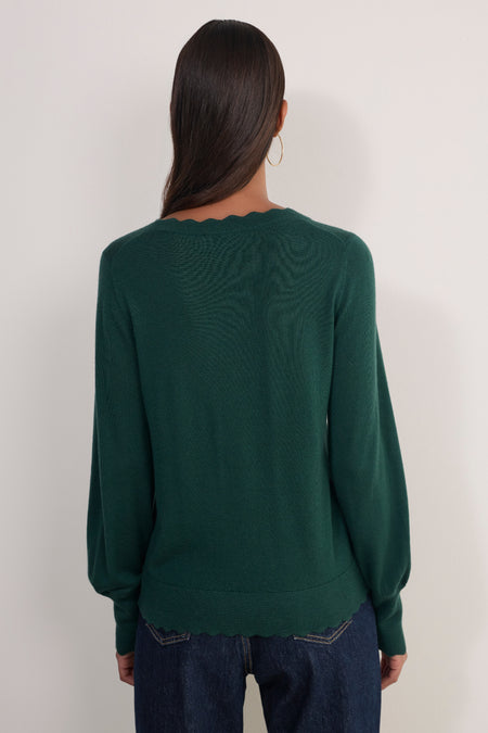 Fleurine Scallop Jumper - Forest Green