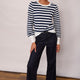 Fleurine Scallop Jumper - Midnight/Ecru Stripe