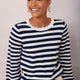 Fleurine Scallop Jumper - Midnight/Ecru Stripe