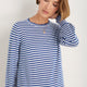 Fleurine Scallop Jumper - Midnight/Ivory Micro Stripe