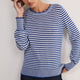 Fleurine Scallop Jumper - Midnight/Ivory Micro Stripe