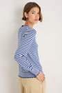 Fleurine Scallop Jumper - Midnight/Ivory Micro Stripe