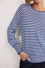 Fleurine Scallop Jumper - Midnight/Ivory Micro Stripe