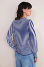 Fleurine Scallop Jumper - Midnight/Ivory Micro Stripe