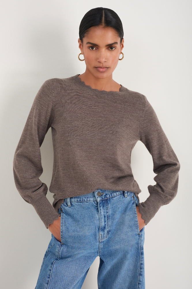 Fleurine Scallop Jumper - Mole