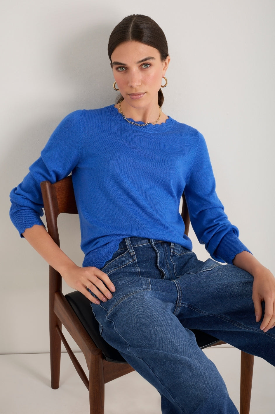 Fleurine Scallop Jumper - Cobalt Blue