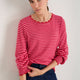 Fleurine Scallop Jumper - Pink/Red Micro Stripe