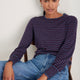 Fleurine Scallop Jumper - Denim Blue/Deep Fig Stripe