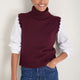 Fleurine Scallop Roll Neck Tank - Deep Fig