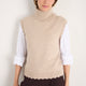 Fleurine Scallop Roll Neck Tank - Oat Marl