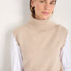 Fleurine Scallop Roll Neck Tank - Oat Marl