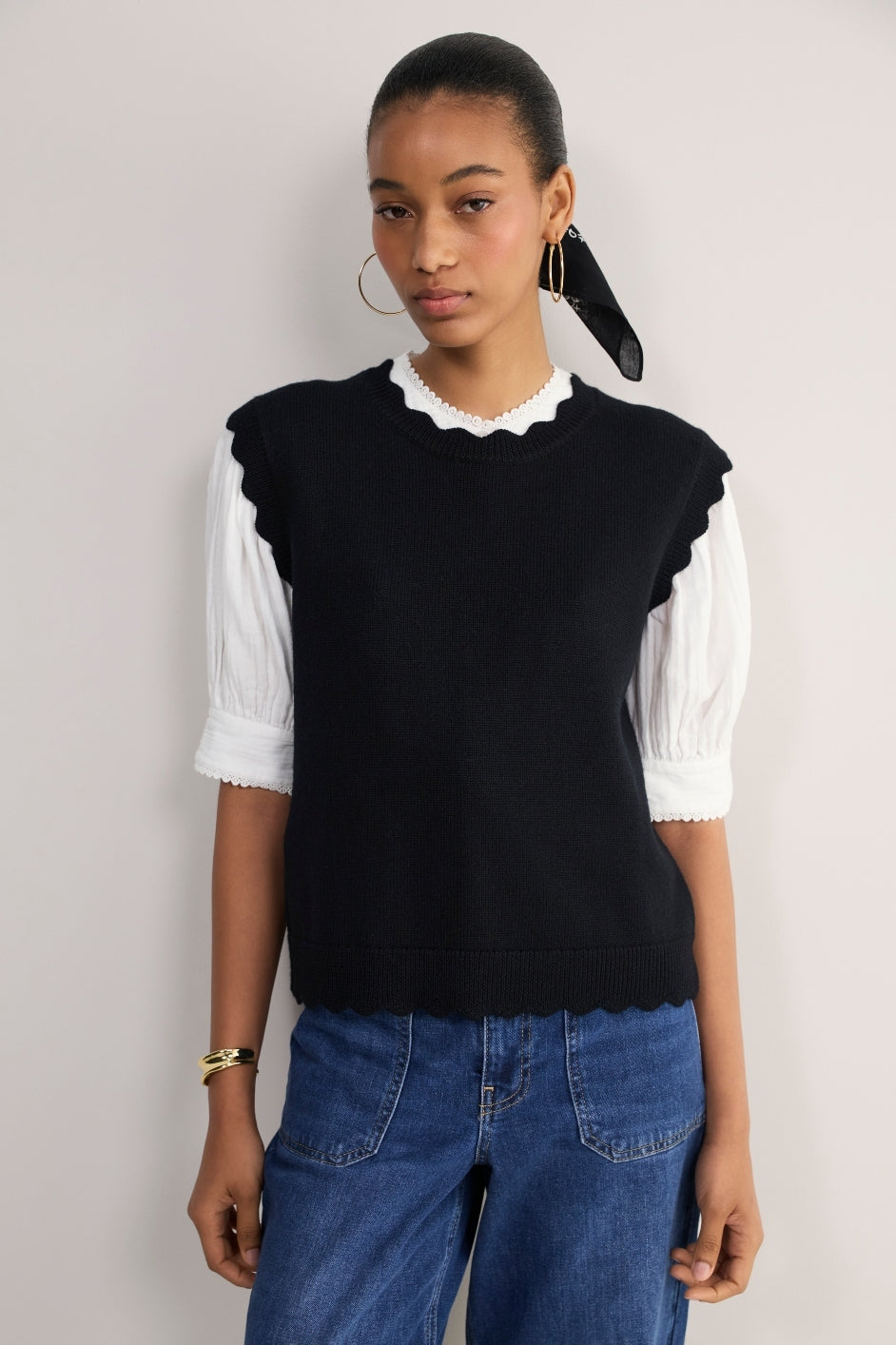 Fleurine Scallop Tank - Black