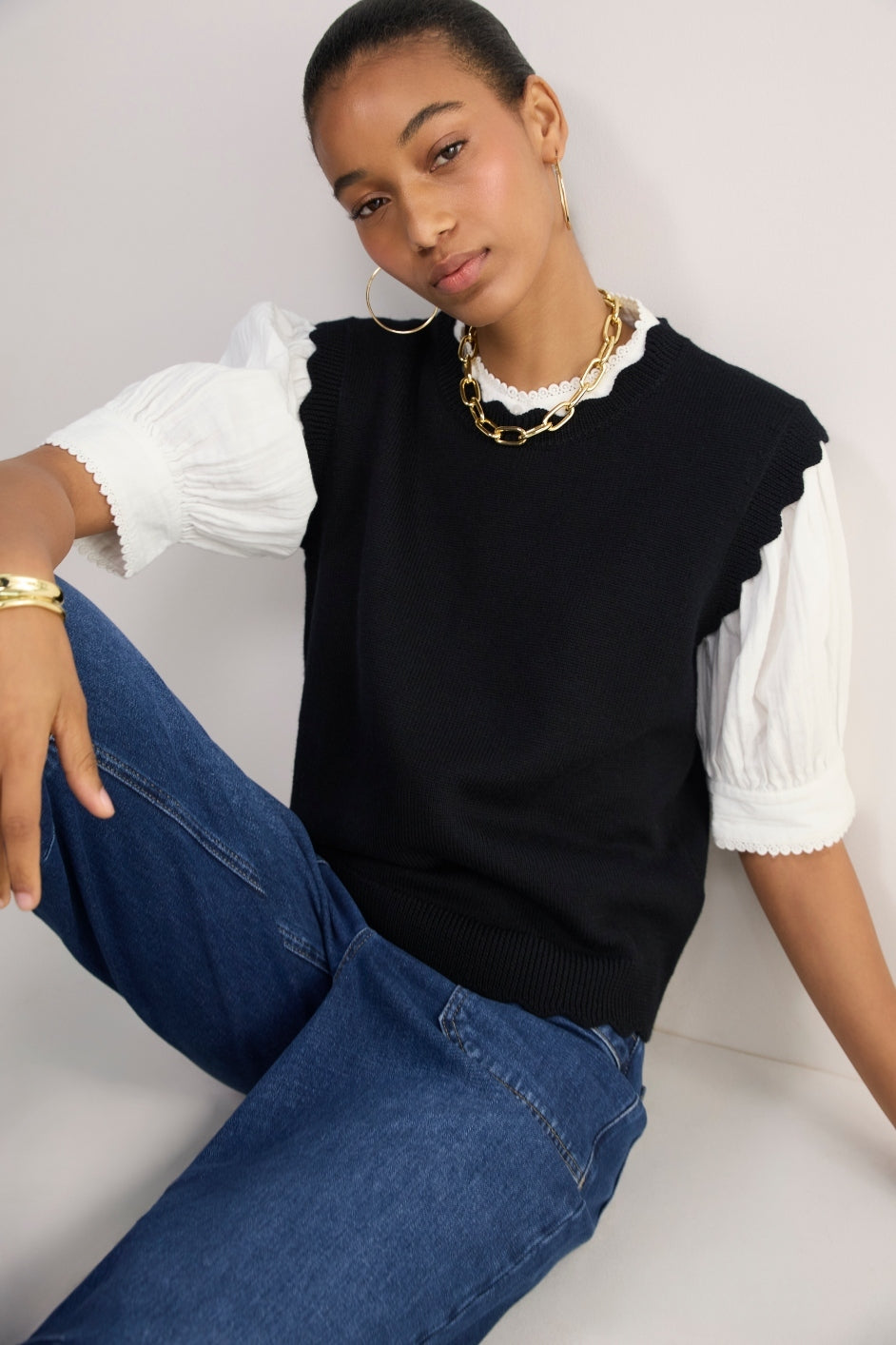 Fleurine Scallop Tank - Black