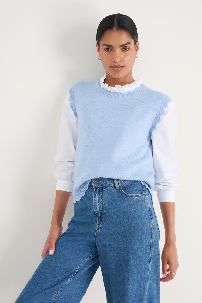 Fleurine Scallop Tank - Chambray Blue