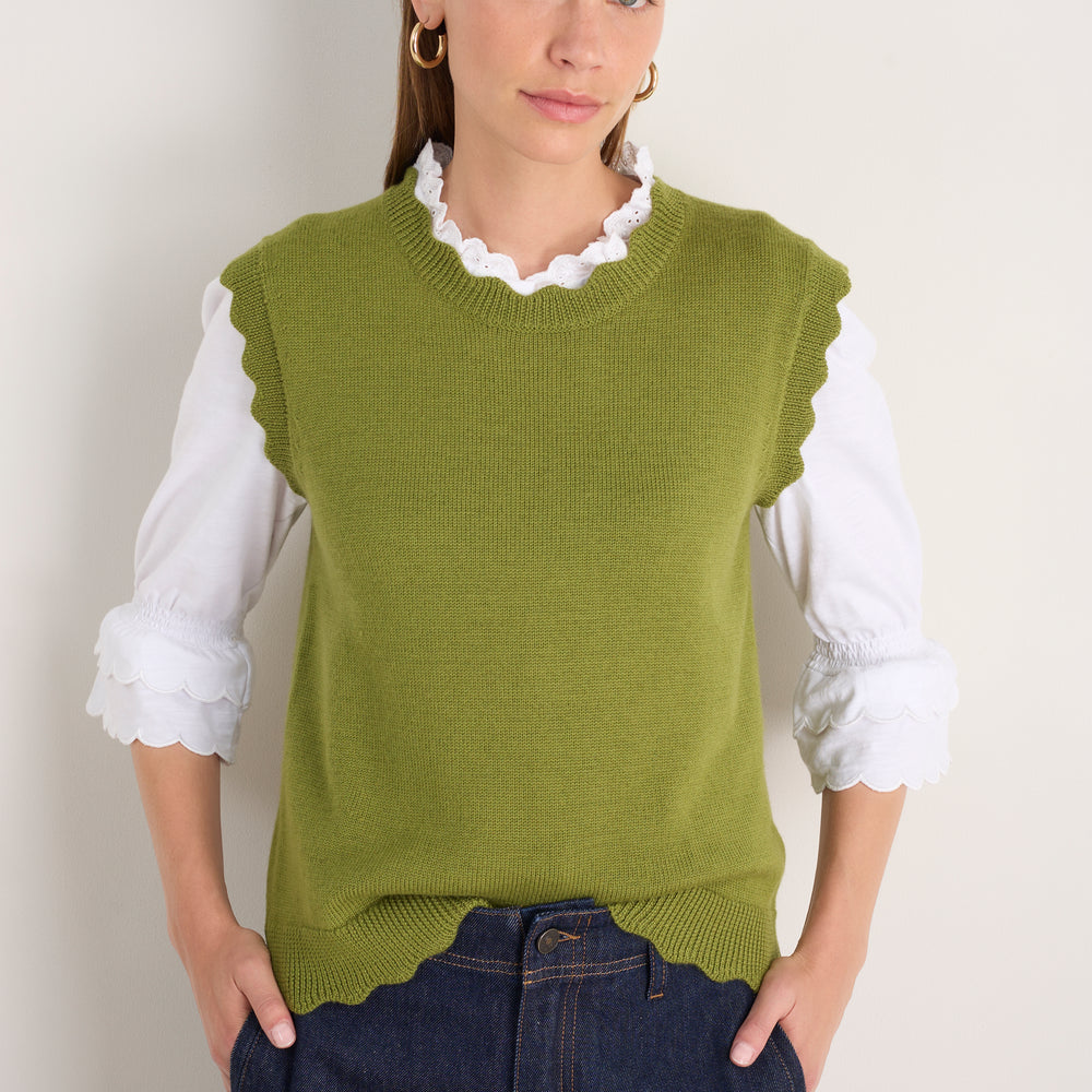 Fleurine Scallop Tank - Deep Olive