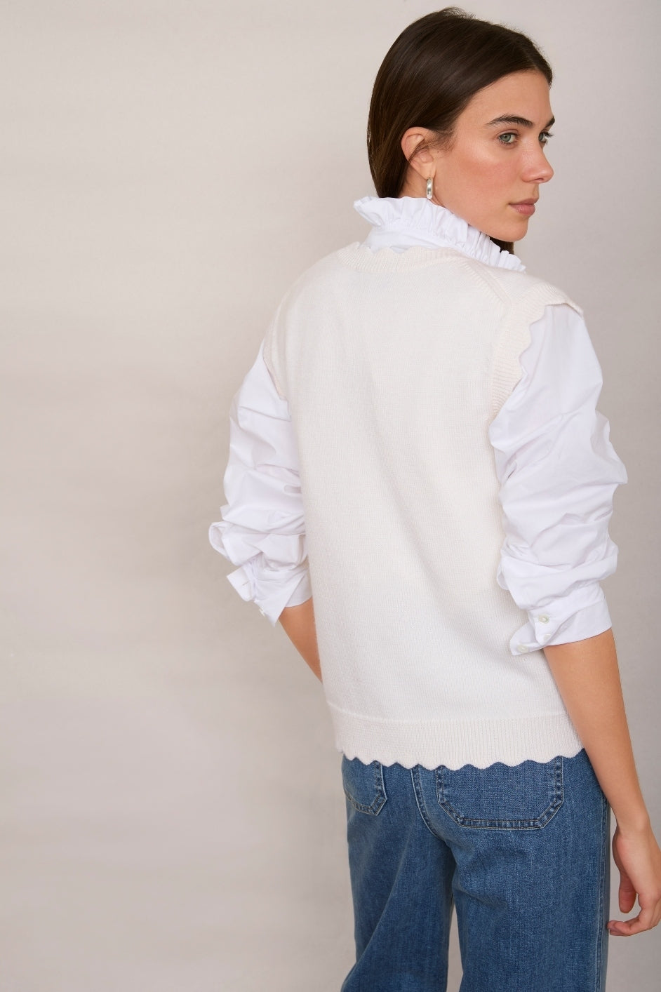 Fleurine Scallop Tank - Ivory