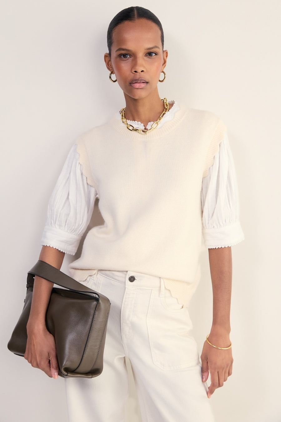 Fleurine Scallop Tank - Ivory