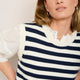 Fleurine Scallop Tank - Midnight/ Ecru Stripe