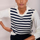 Fleurine Scallop Tank - Midnight/ Ecru Stripe