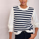 Fleurine Scallop Tank - Midnight/ Ecru Stripe
