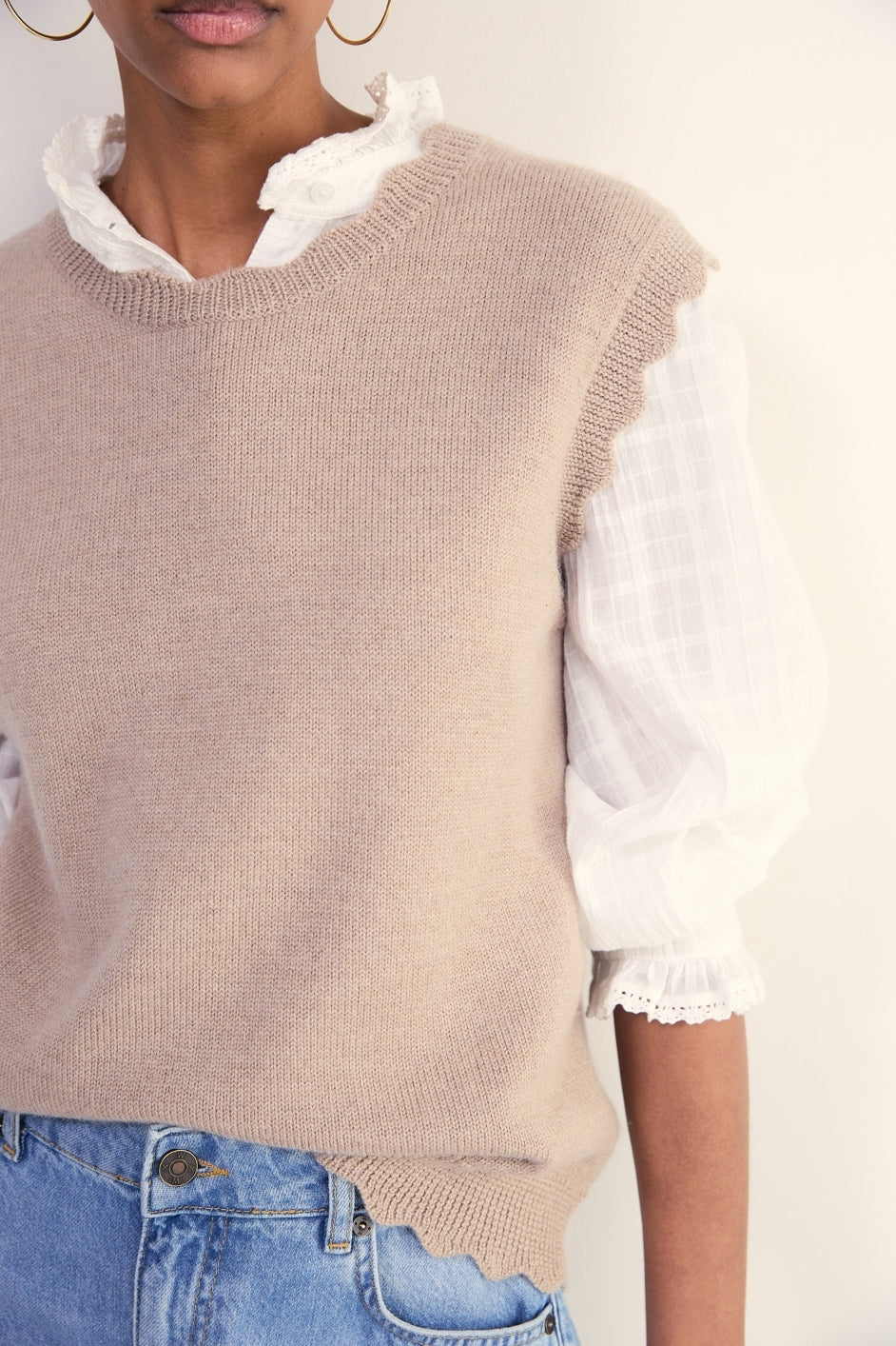 Fleurine Scallop Tank - Oat Marl