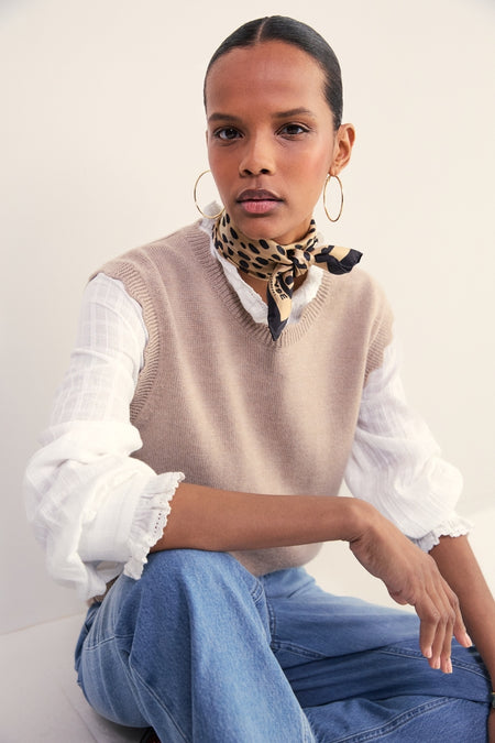 Fleurine Scallop Tank - Oat Marl