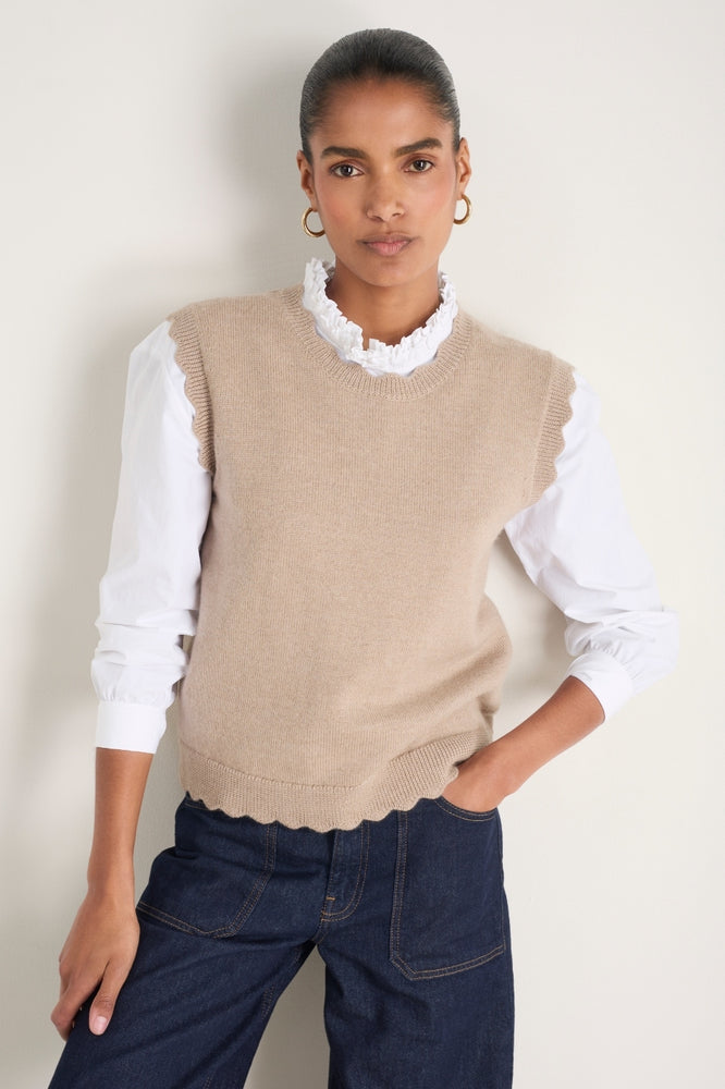 Fleurine Scallop Tank - Oat Marl