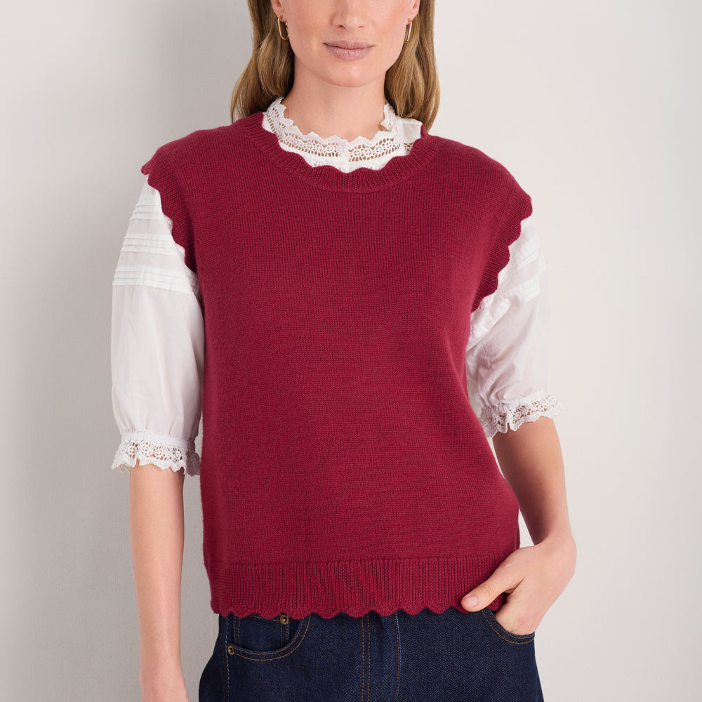 Fleurine Scallop Tank - Pomegranate Red