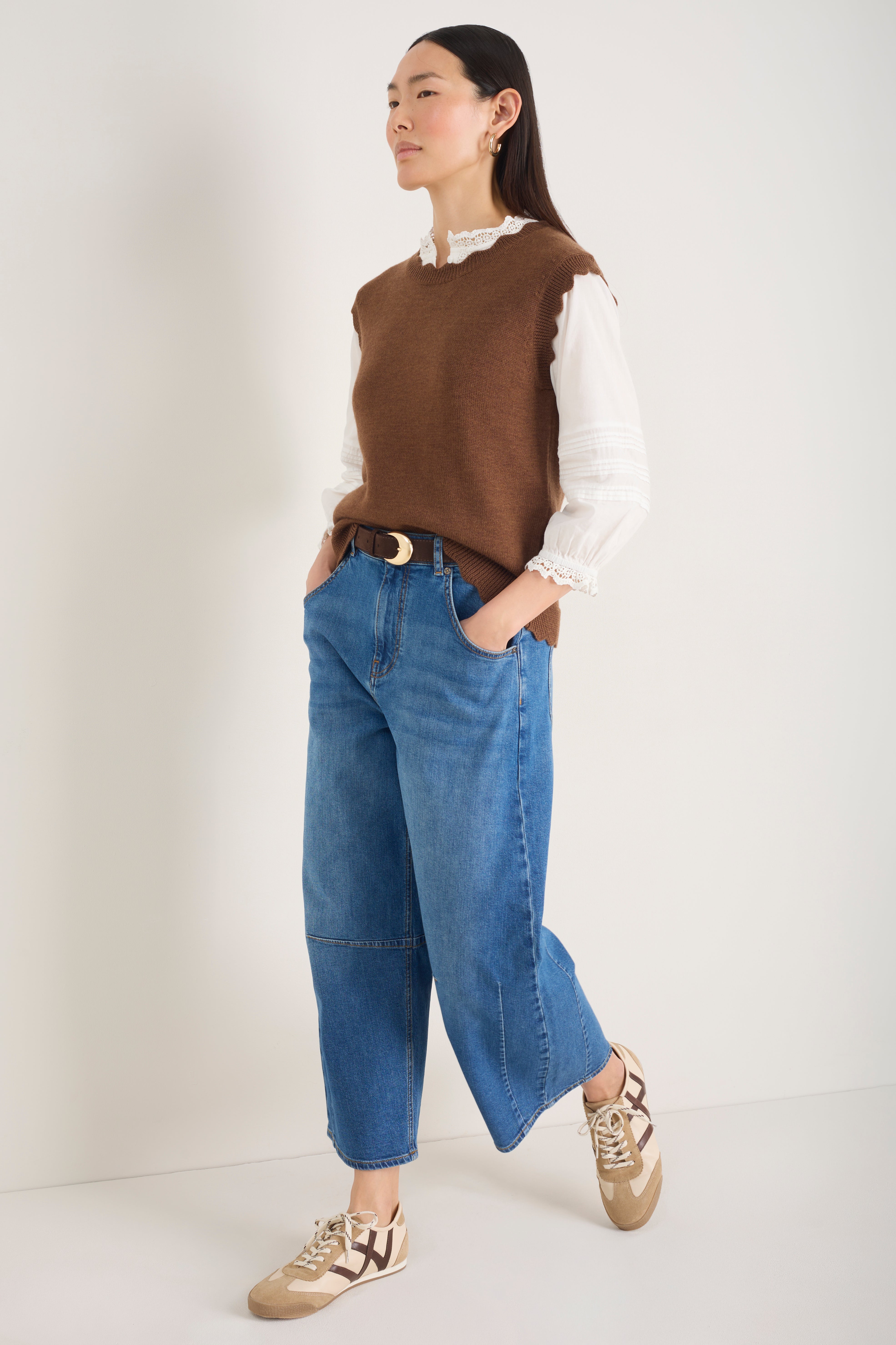 Fleurine Scallop Tank - Warm Cocoa