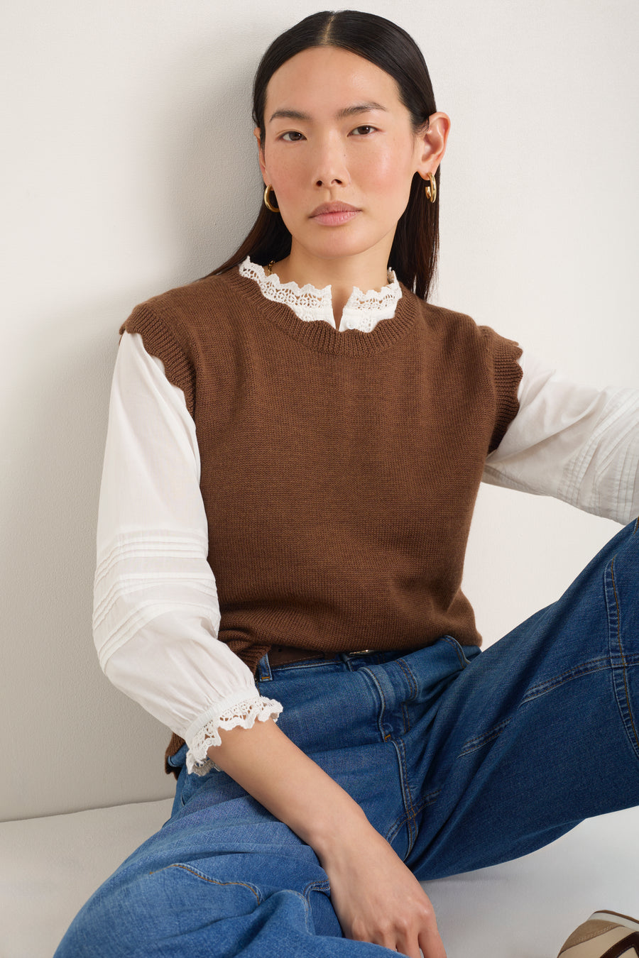 Fleurine Scallop Tank - Warm Cocoa